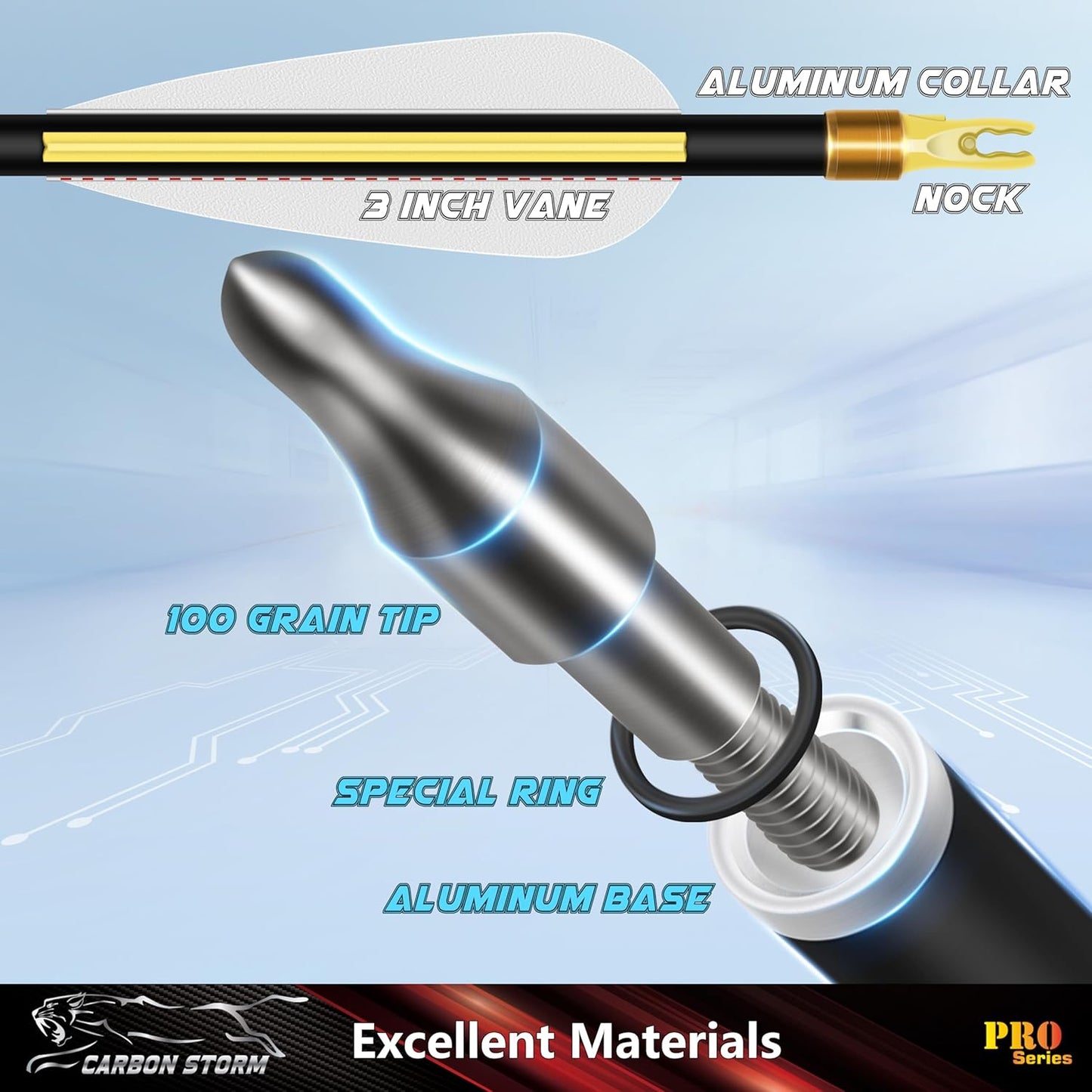 SUNYA 12-Pack 30 Inch Carbon Arrows Spine 500 or 400 for 40-60 LBS Bows｜Switch to Recurve/Compound Modes, Anti-Loose O-Ring & TPU Vanes for Hunting/Target Practice