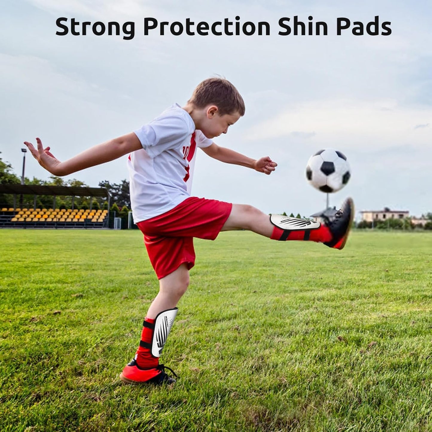 Shin Guards Soccer Youth Kids - Shin Guard for Boys Girls Teenagers Toddler 2-18 Years Old - Football Shin Pads Protection Equipment with Adjustable Straps