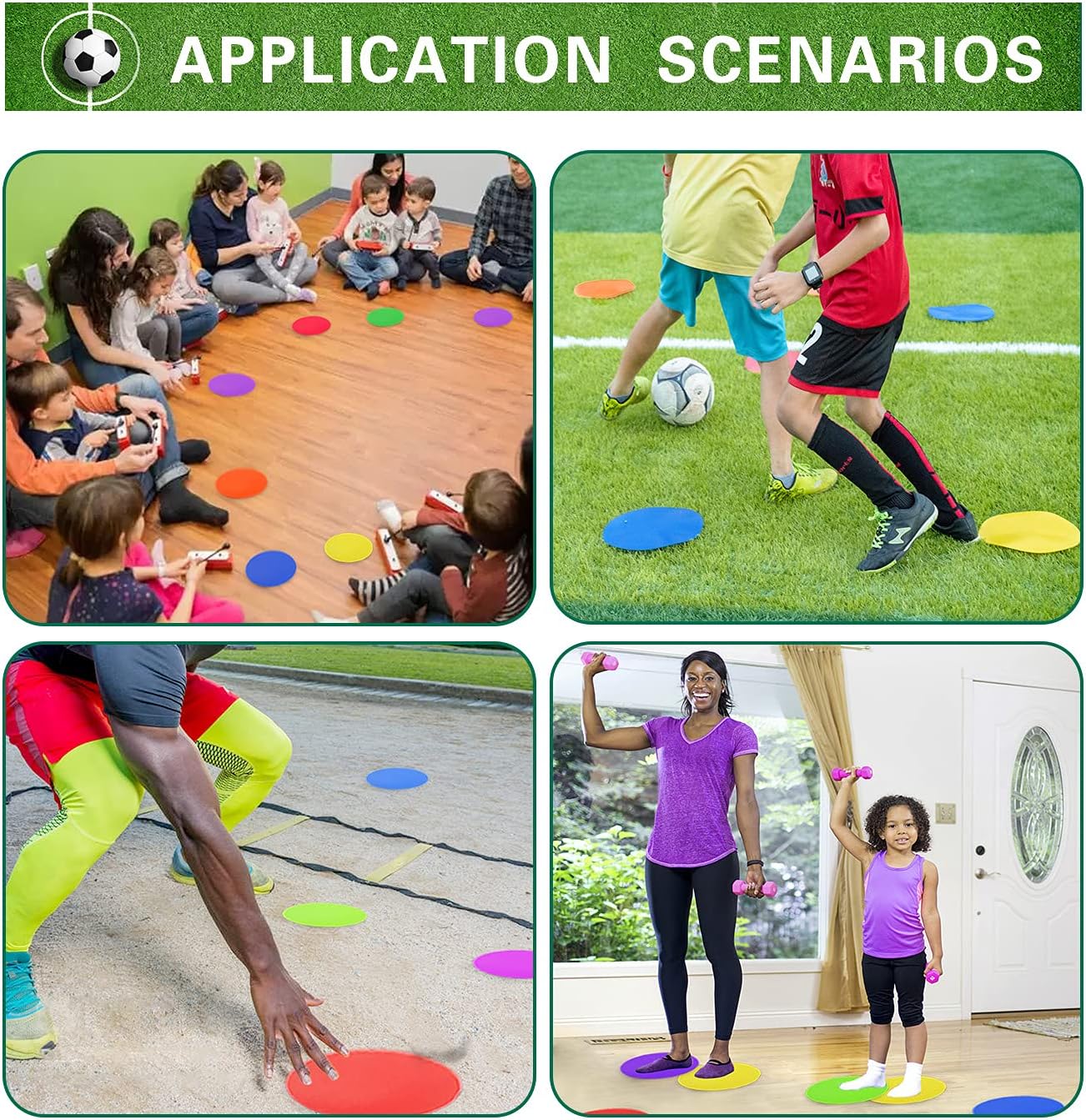 Spot Markers 9 Inch Non Slip Rubber Floor Markers Flat Field Cones Poly Dots for Soccer Basketball Sports Speed Agility Training and Drills