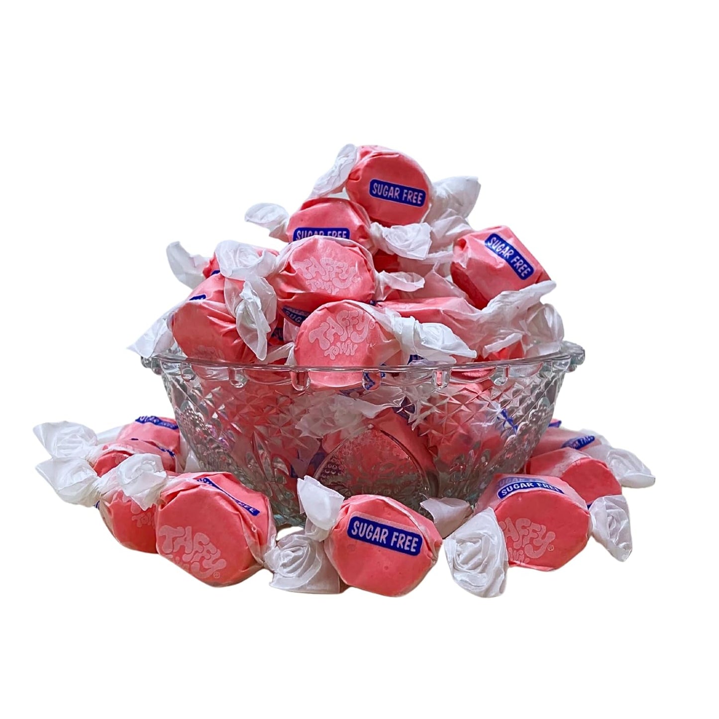 Sugar Free Strawberry Salt Water Taffy - 1lb (16oz) Bulk Bag Individually Wrapped Soft, Chewy, Nut Free, Gluten Free, Diabetic & Keto Friendly Gourmet Candy For Taffy Lovers