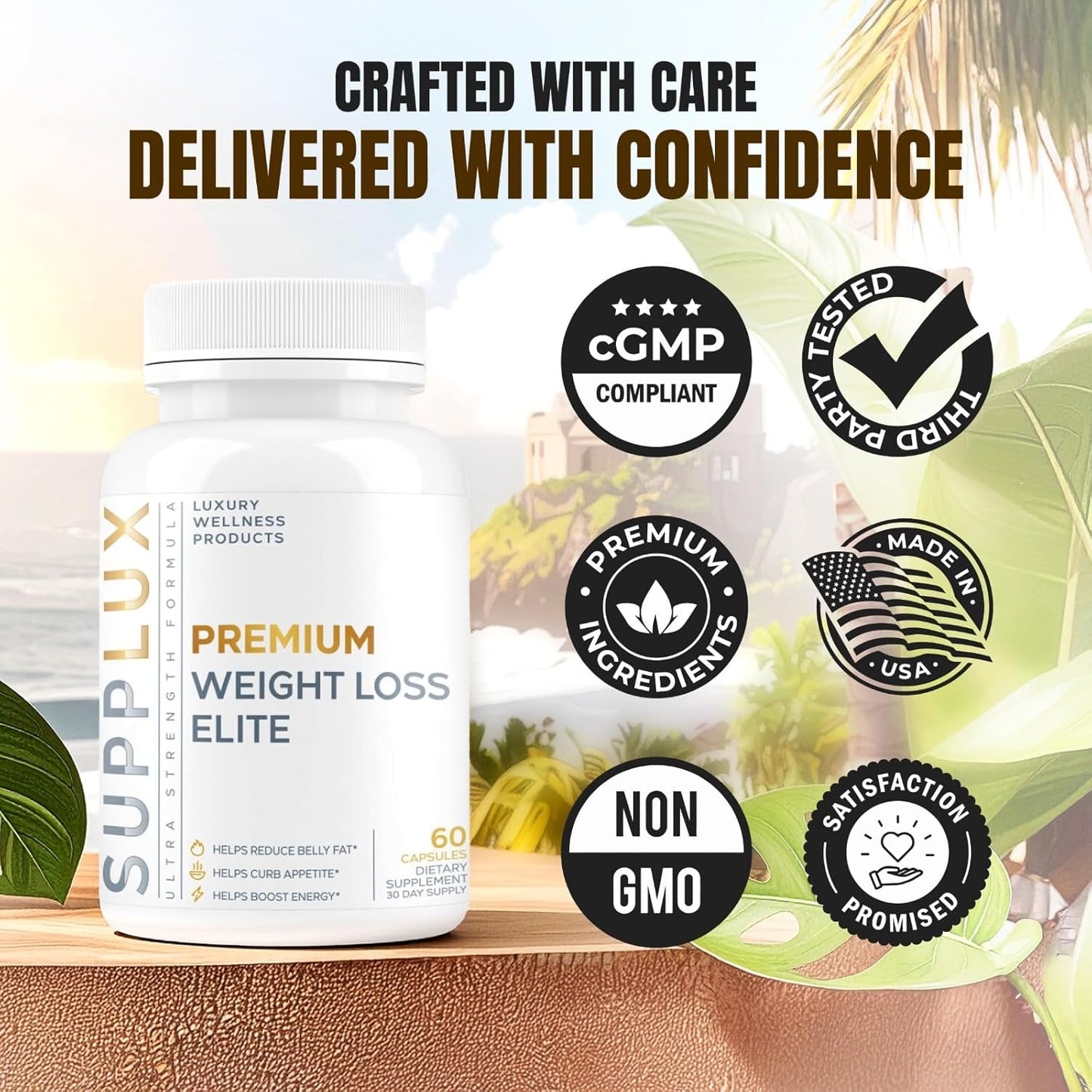 Premium Weight Loss Elite | Supports GLP-1 Pathway Function | Weight Loss Pills for Women, Fat Burner for Men | 5 Strategic Backed Ingredients | 3rd Party Tested Supplement - 60 Pills