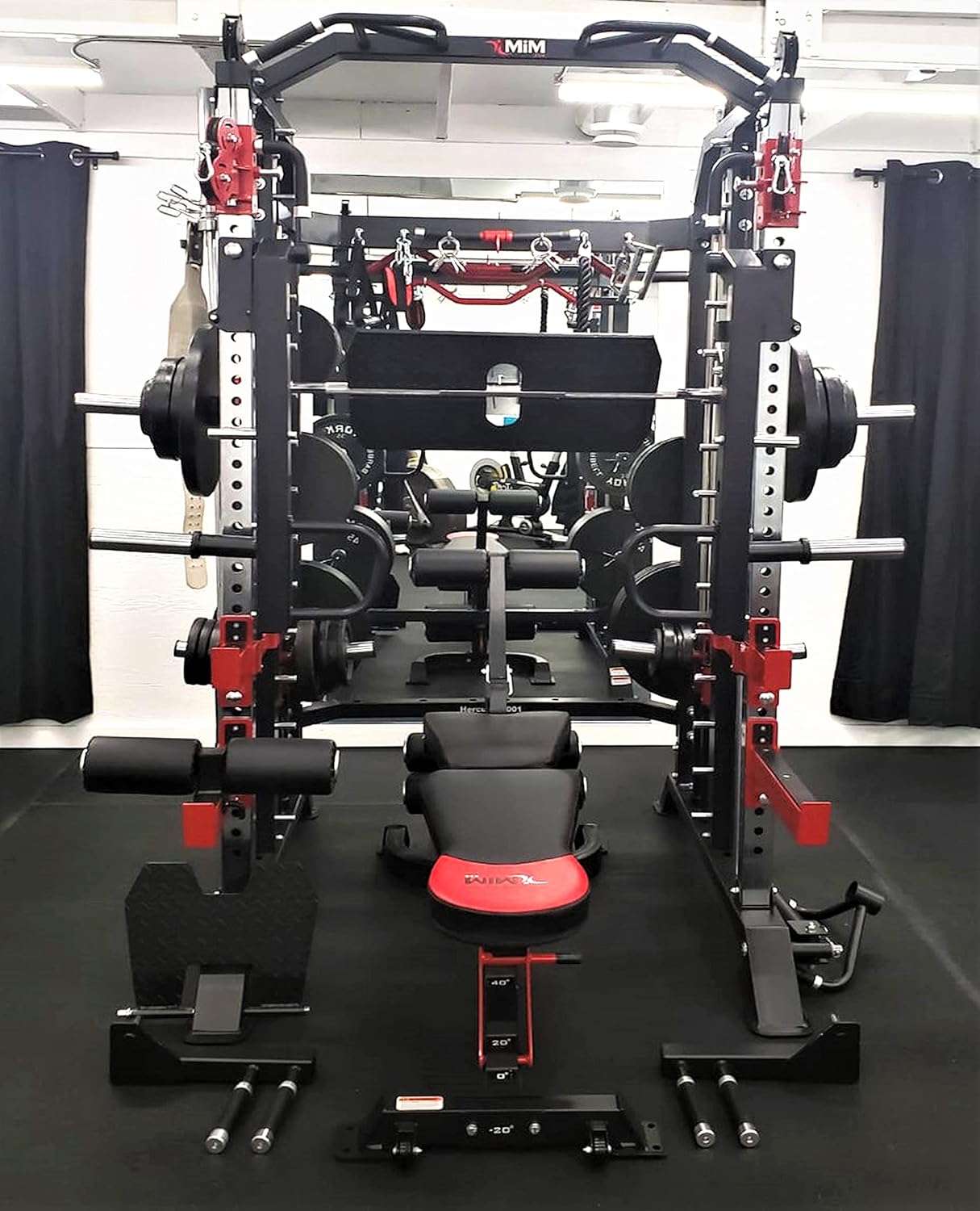 MiM USA Hercules EX, Commercial All in One Gym Machine w/400 lb Weight Stack, Adj Bench, Jammer Arms, Leg Press, Leg Extension, Arm Curl, LAT Seat & Complete Attachment