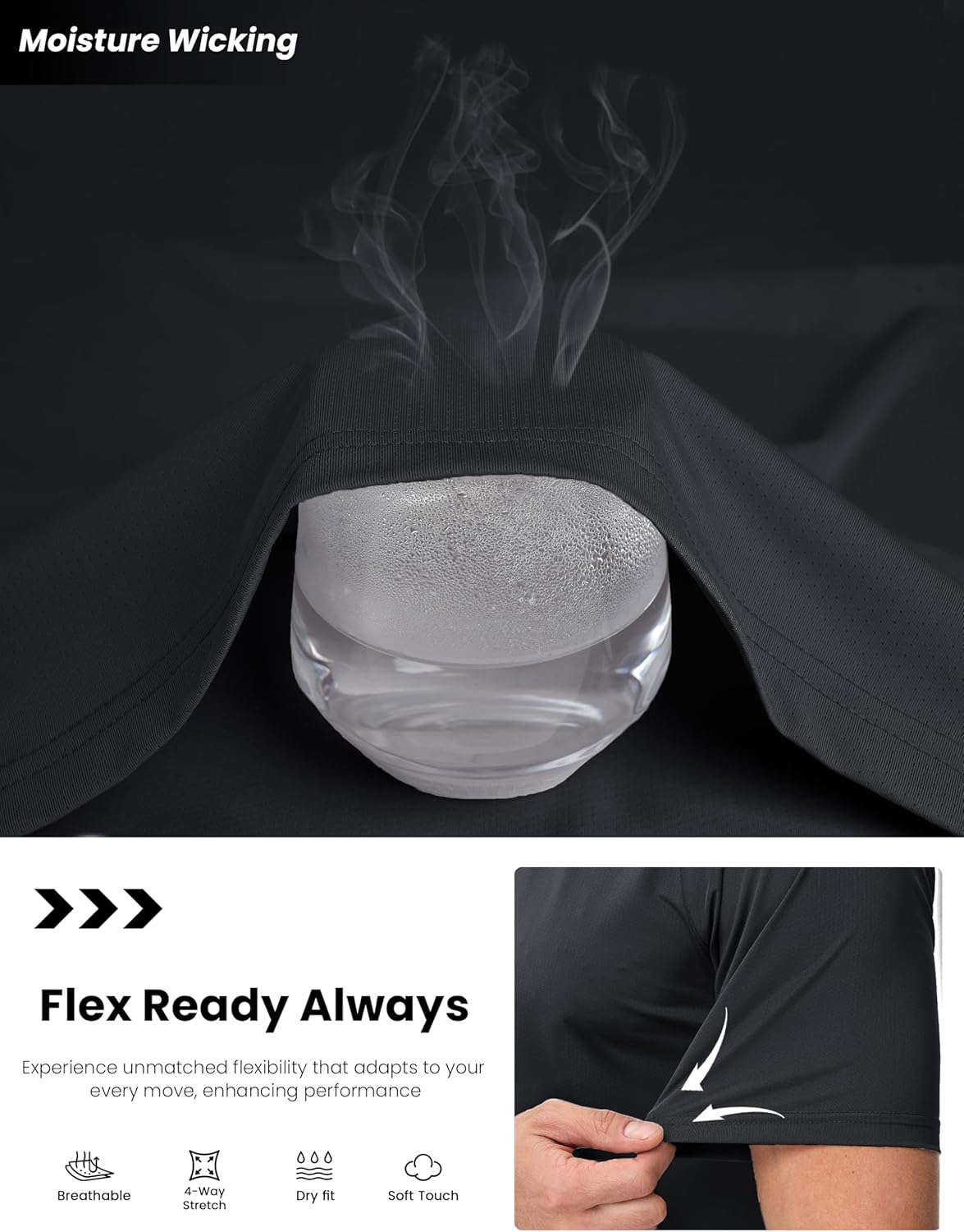 MAGCOMSEN Men's Dry Fit Shirts Mesh Short Sleeve Athletic Lightweight Workout Performance Hiking Shirt