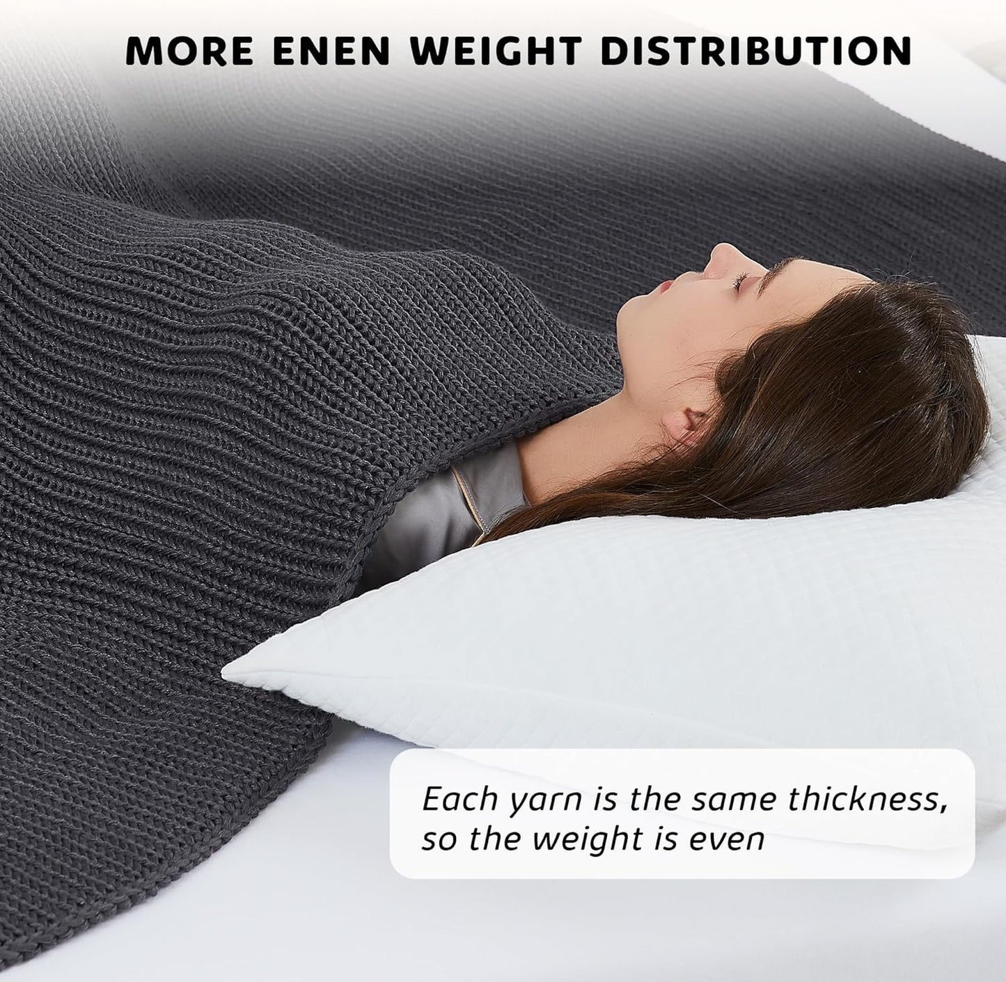 L'AGRATY Knitted Weighted Blanket - 48"x72" 15lbs Cooling Chunky Knit Heavy Blanket for Adults Braided Crochet Throw Thick Cable Yarn Knit Decorative No Beads Evenly Weighted Machine Washable