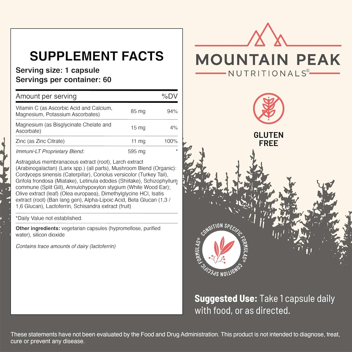 Mountain Peak Nutritionals Immuni-LT - Immune System & Whole Body Support Supplement - Power Packed Immune Booster, Dynamic Immune Defense with Essential Vitamins & Minerals (60 Vegetarian Capsules)