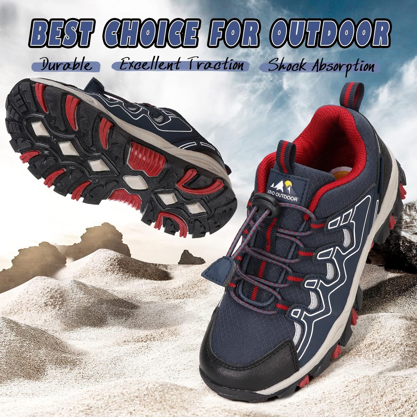 UOVO Boys Girls Kids Sneakers Hiking Running Outdoor Walking Tennis Shoes Waterproof Non Slip Fashion Sneakers(Little/Big Kids