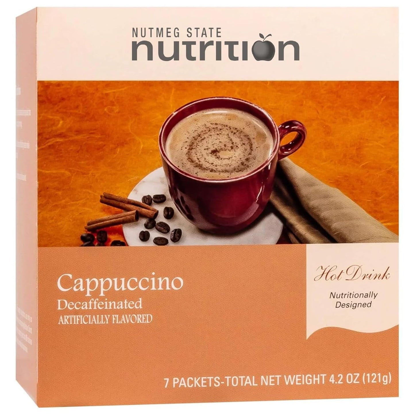 Nutmeg State Nutrition - High Protein Cappuccino - Low Carb, KETO Friendly, Instant Hot Drink Mix with 12g Protein, Low Sugar, Diabetic Friendly, Low Calorie, Low Fat, 7 Servings (Cappuccino, 1 Pack)
