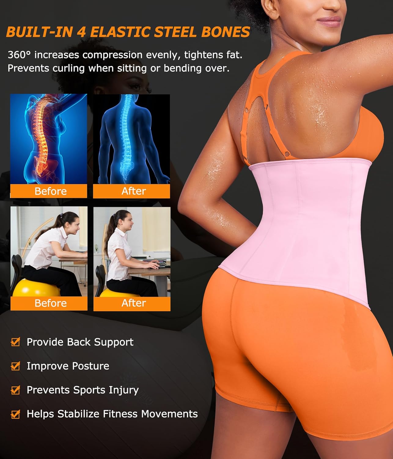 TrainingGirl Waist Trainer for Women Lower Belly Waist Trimmer Corset Tummy Wrap Workout Sweat Belt Band Sports Sauna Suit