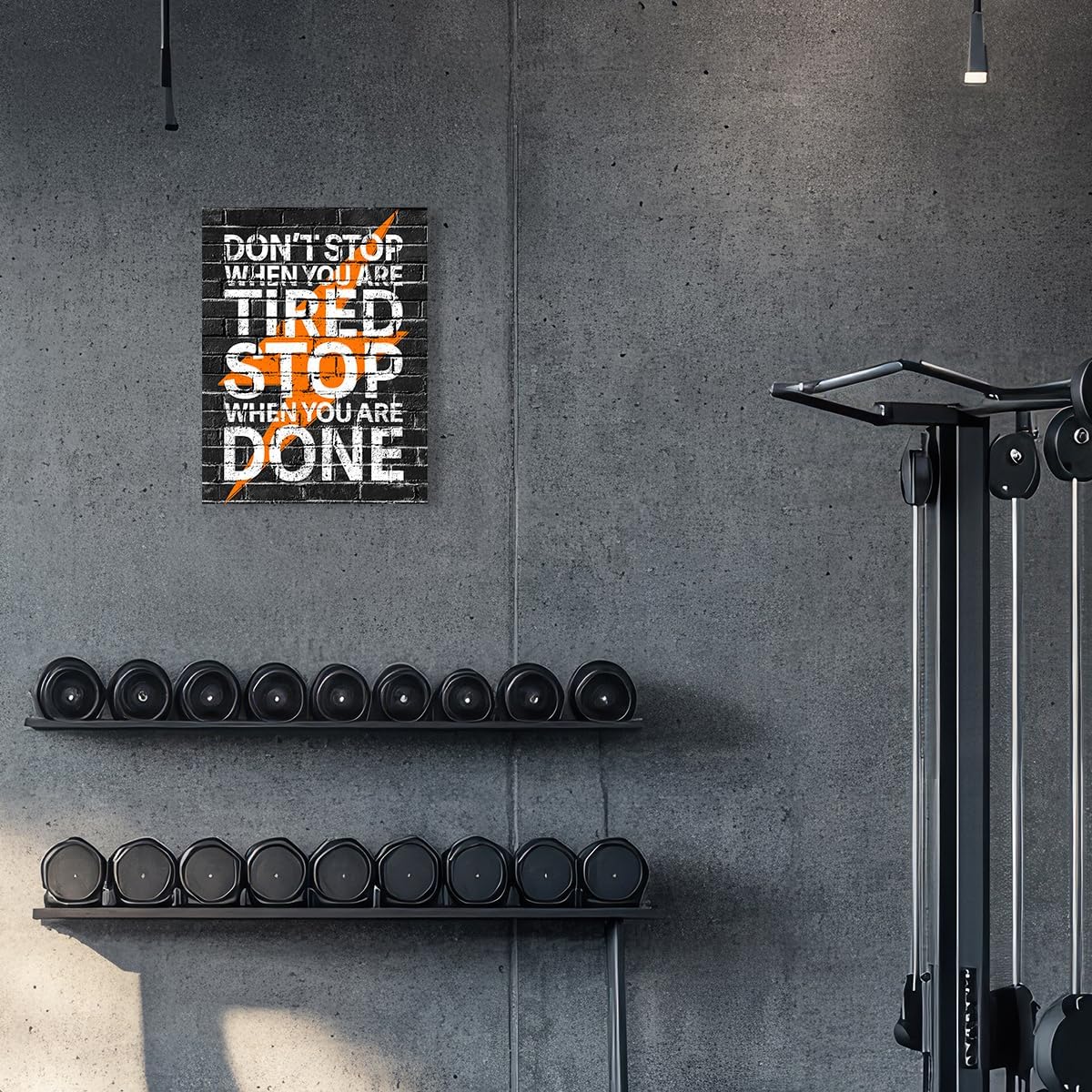 Gym Quotes Wall Art,Inspirational Workout Wall Decor,Don't Stop When You're Tired Stop When You're Done Canvas Wall Art for Home Gym Exercise Fitness Room