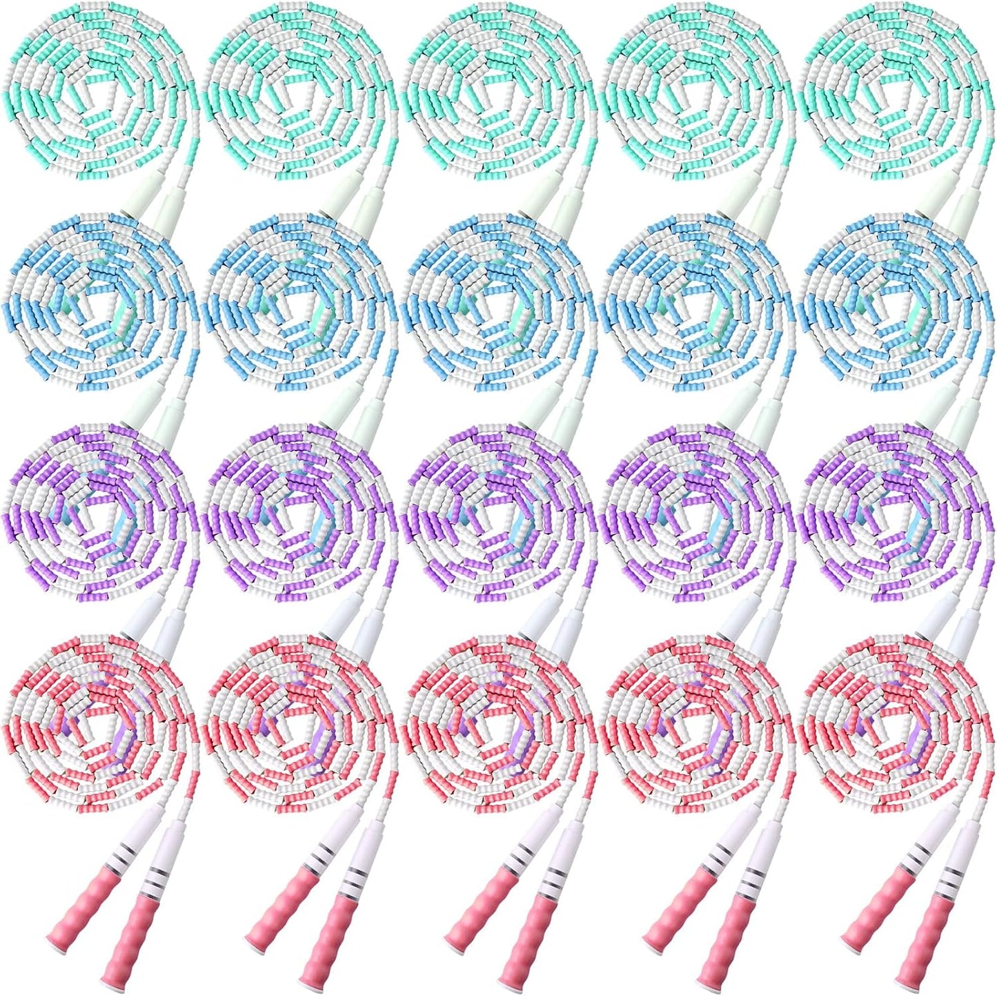 Yunsailing 20 Pack Jump Ropes for Adults Kids, 9.2 Feet Adjustable Length Free Segmented Skipping Rope Bulk Soft Beaded Jumping Ropes for Women Men Exercise Training Workout Weight Loss