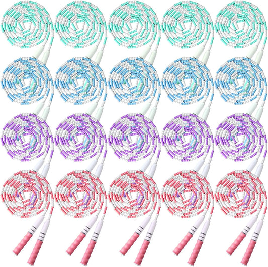 Yunsailing 20 Pack Jump Ropes for Adults Kids, 9.2 Feet Adjustable Length Free Segmented Skipping Rope Bulk Soft Beaded Jumping Ropes for Women Men Exercise Training Workout Weight Loss