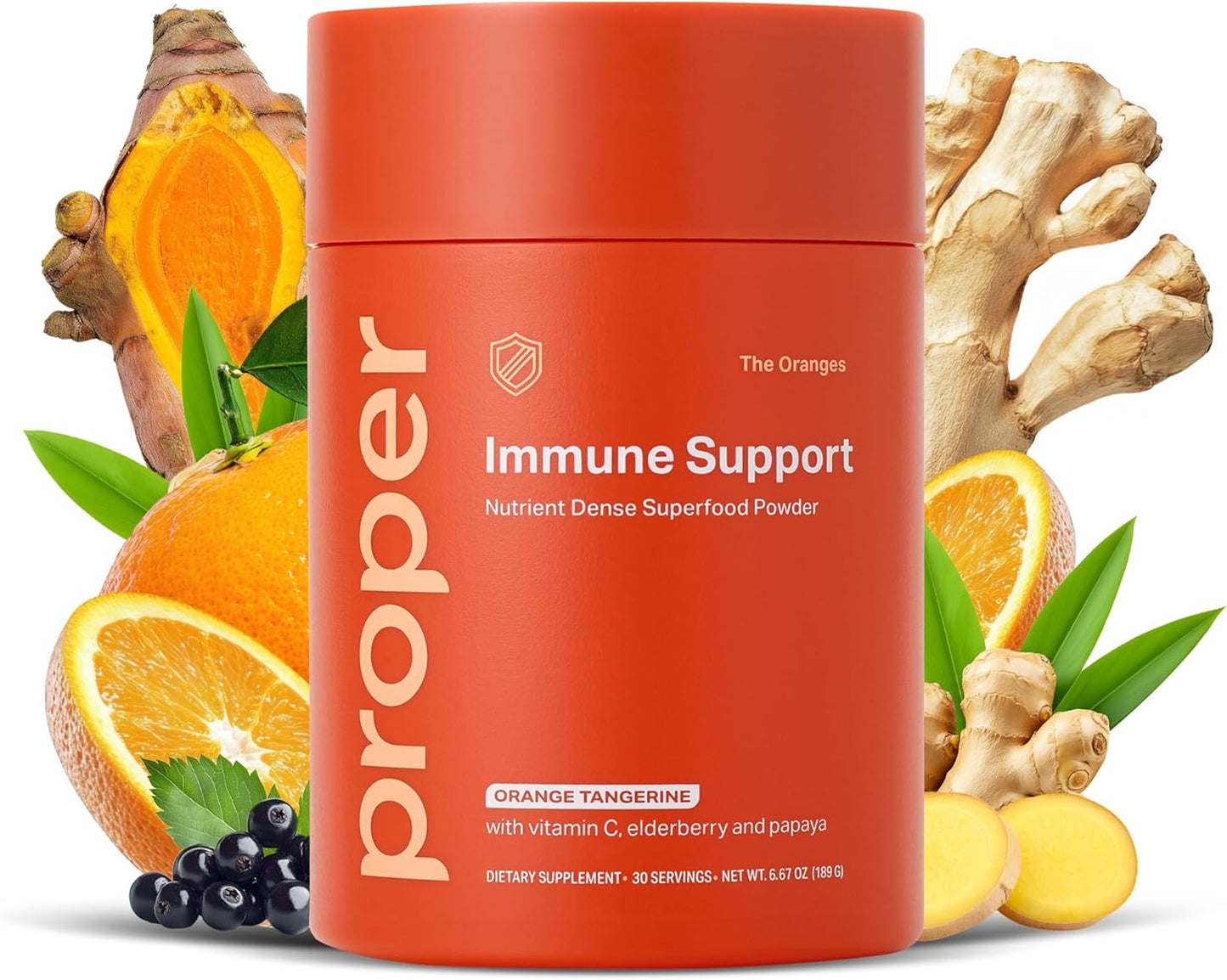 Proper, The Oranges Immune Support Supplement. Orange Tangerine Drink Mix. Elderberry Vitamin C and Zinc Complex with Echinacea, Immunity Vitamins, Phytonutrients and Gut Health Probiotic