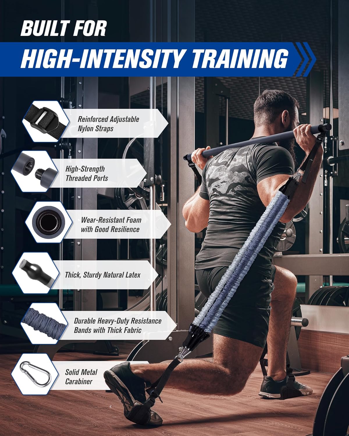 Upgraded Pilates Bar Kit with Resistance Bands Natural Latex for Women & Men, Heavy-Duty Stainless Steel Multifunctional Yoga Pilates Stick for Home Gym Exercise Fitness Equipment Full-Body Workouts