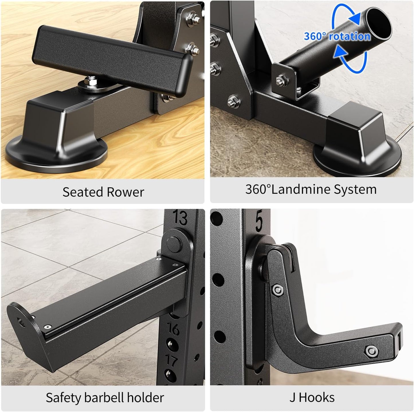 Power Cage,1600lbs Multi-Function Power Rack with Adjustable Cable Crossover System and More Training Attachment, Weight Cage for Home Gym