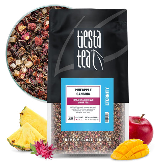 Tiesta Tea Pineapple Sangria Loose Leaf Tea – Pineapple Hibiscus White Tea Blend | Premium Low-Caffeine Fruit Infusion | Hot or Iced | 16 oz Resealable Bulk Pouch | Makes Up to 200 Cups