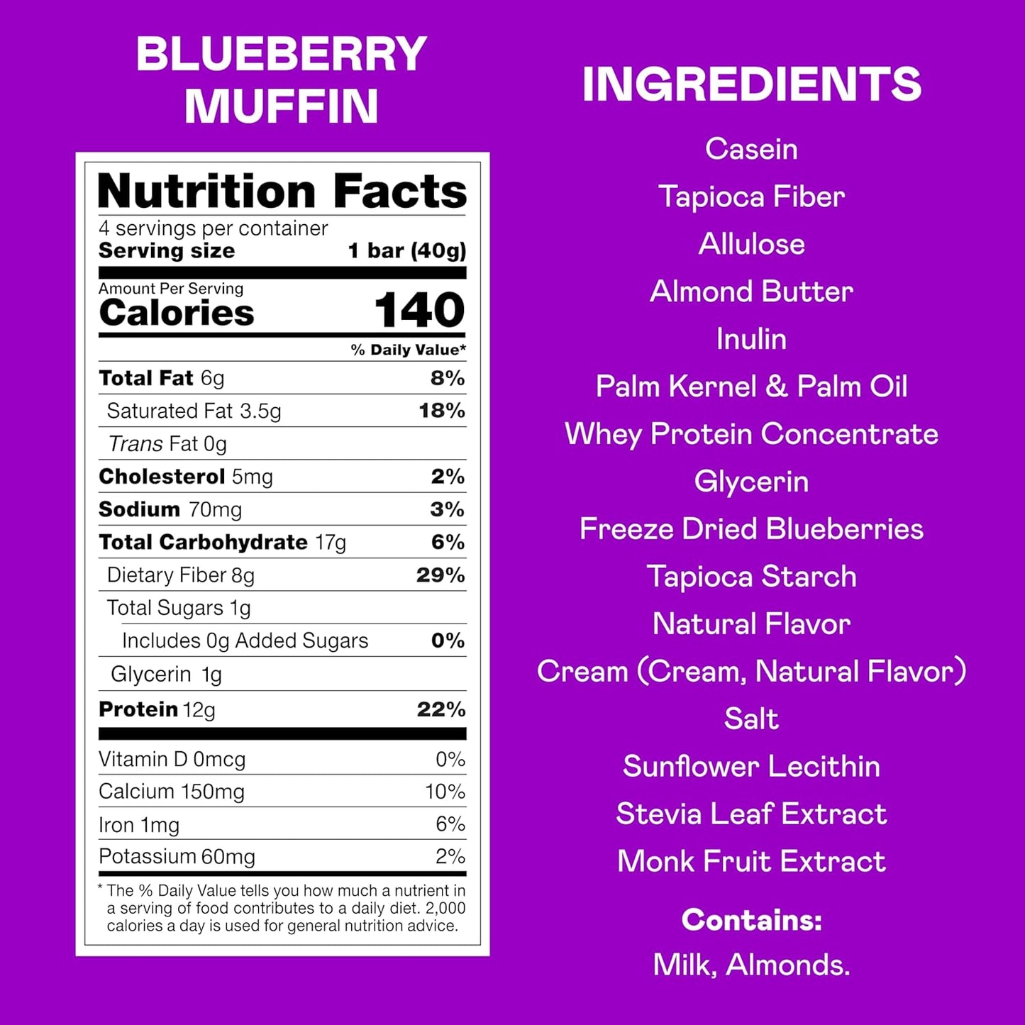 MAGIC SPOON Treats - High Protein, Low Carb, Keto Friendly, Low Sugar, Gluten Free, Crispy Protein Bar Cereal Bar, On-The-Go Healthy Snack (Blueberry Muffin, 24 Bars)