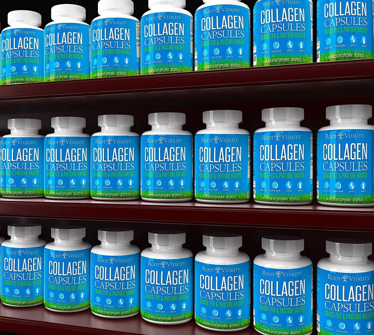 Collagen Peptides Capsules - Grass-Fed, Pasture-Raised Hydrolyzed Protein Supplement for Skin, Hair, & Nails - Non-GMO, Zero Sugar Daily Pills for Men & Women (180 Capsules)