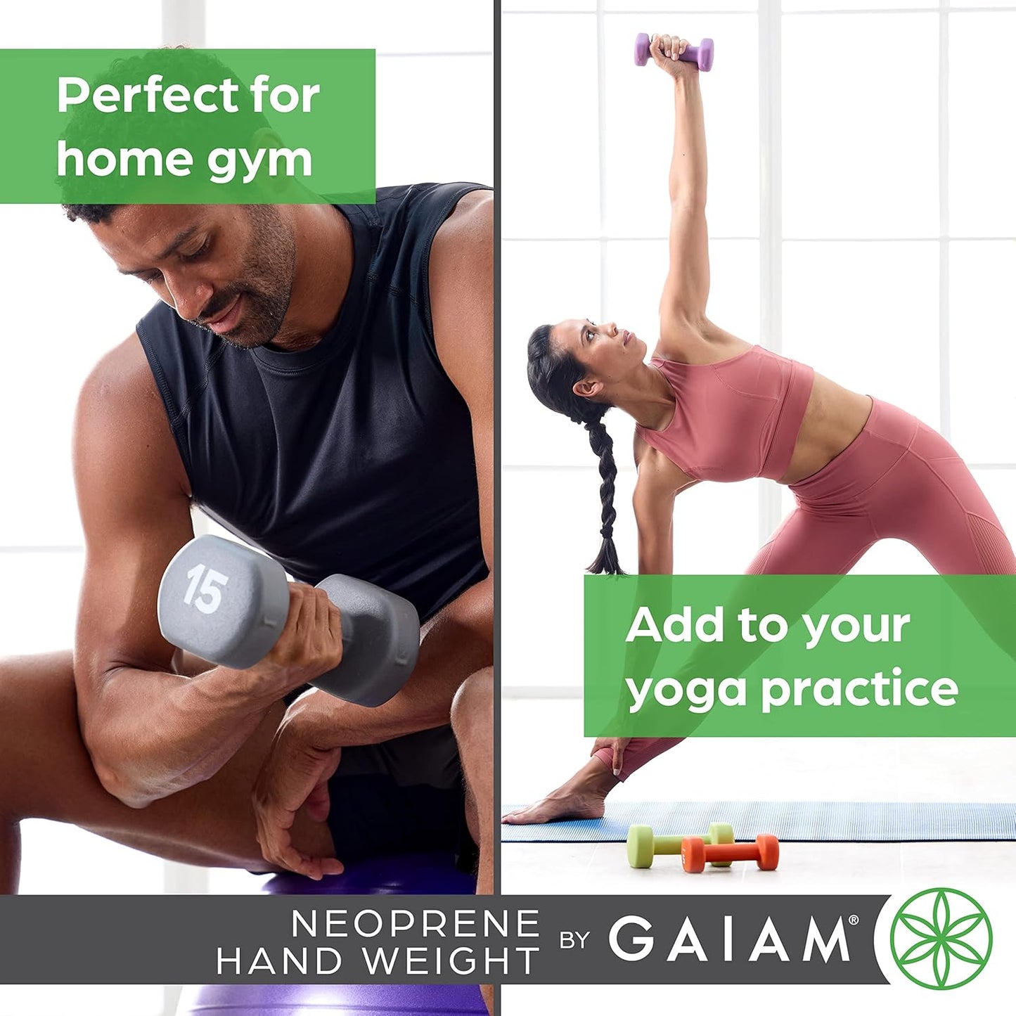 Gaiam Dumbbell Hand Weight (Sold in Singles) - Neoprene Coated Exercise & Fitness Dumbbell for Home Gym Equipment Workouts Strength Training Free Weights for Women, Men
