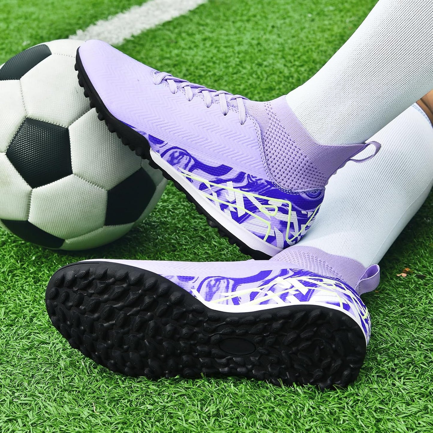 Indoor Soccer Cleats Mens Womens Turf Soccer Cleats Wide Socer Shoes FG AG TF High Ankle Football Boots