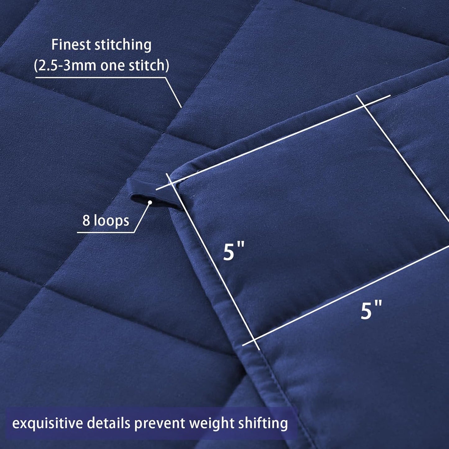 yescool Weighted Blanket for Adults (17 lbs, 60" x 80", Blue) Cooling Heavy Blanket for Sleeping Perfect for 110-130 lbs, Queen Size Breathable Blanket with Premium Glass Bead, Machine Washable