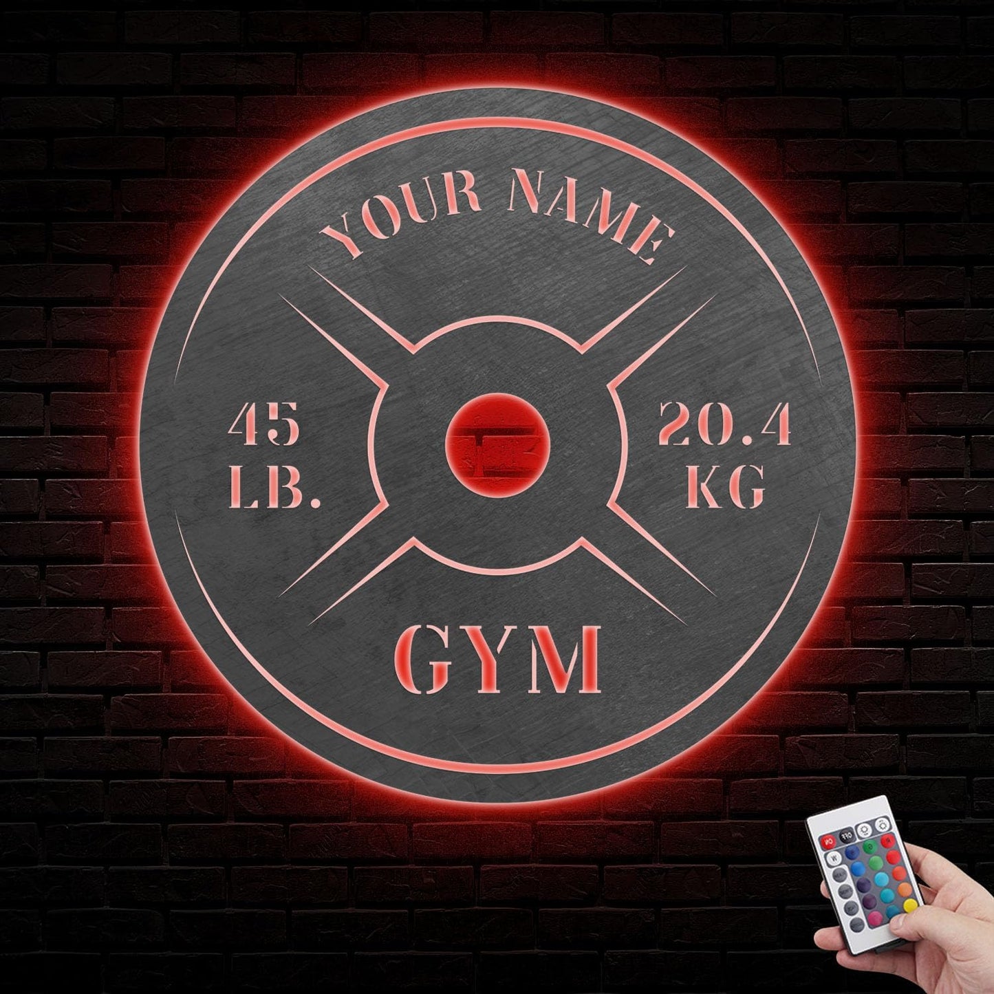 Personalized Home Gym LED Tin Metal Sign Multiple Sizes, Weight Lifting Exercise Workout Room Training Fitness Center Motivational Inspirational Quotes Decor Wall Art Hanging Accessories (11 LED)