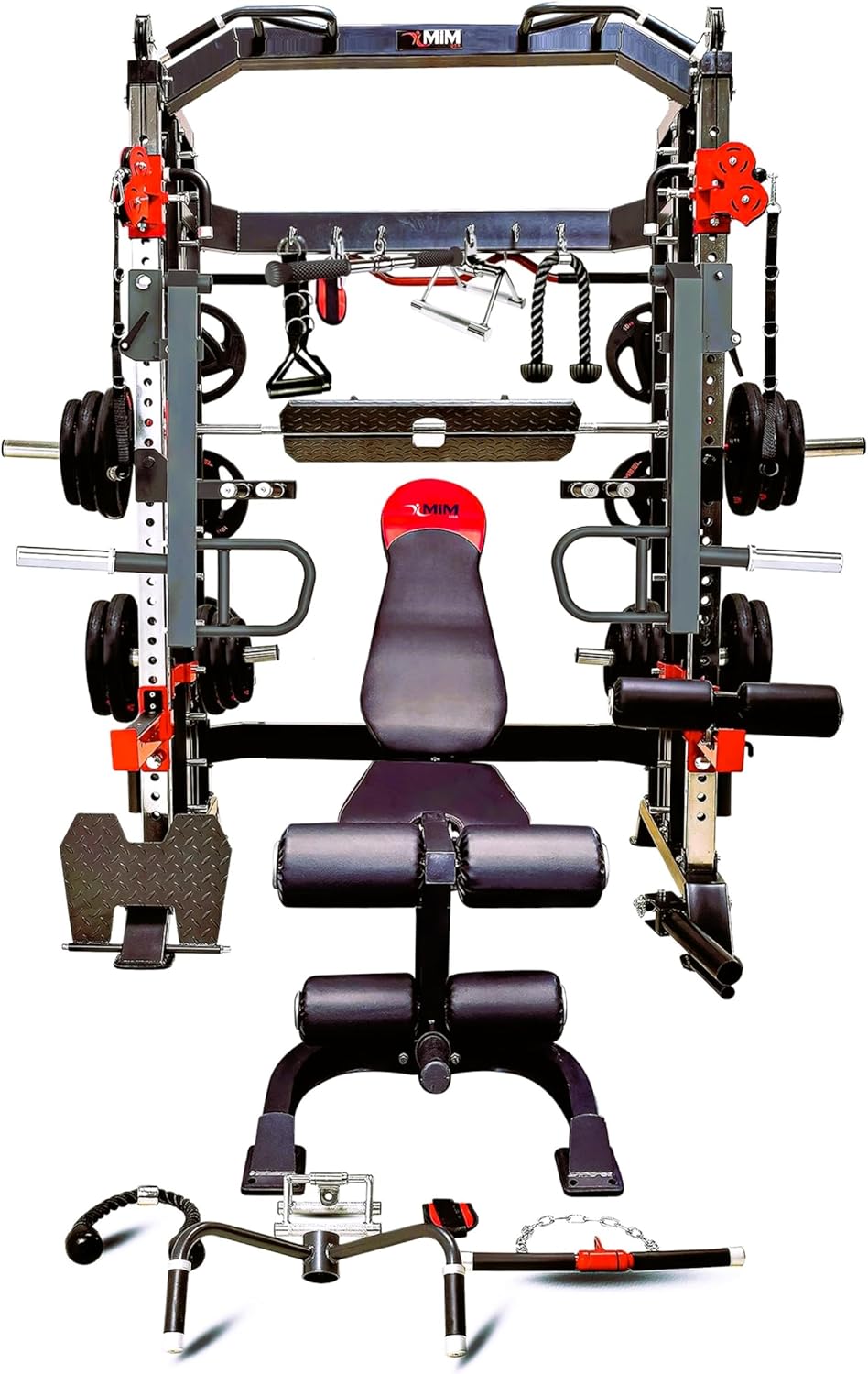 MiM USA Hercules 1001, The Commercial All in One Gym Machine w/ Leg Press, Adj Bench, Jammer Arms, Leg Extension & Complete Attachment