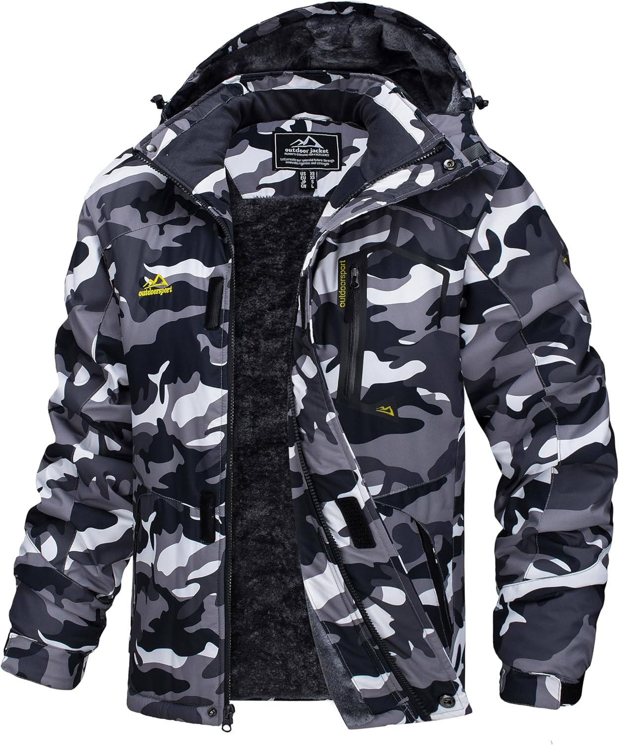 MAGCOMSEN Men's Winter Coats Water Resistant Ski Snow Jacket Warm Fleece Jacket Parka Raincoats With Multi-Pockets