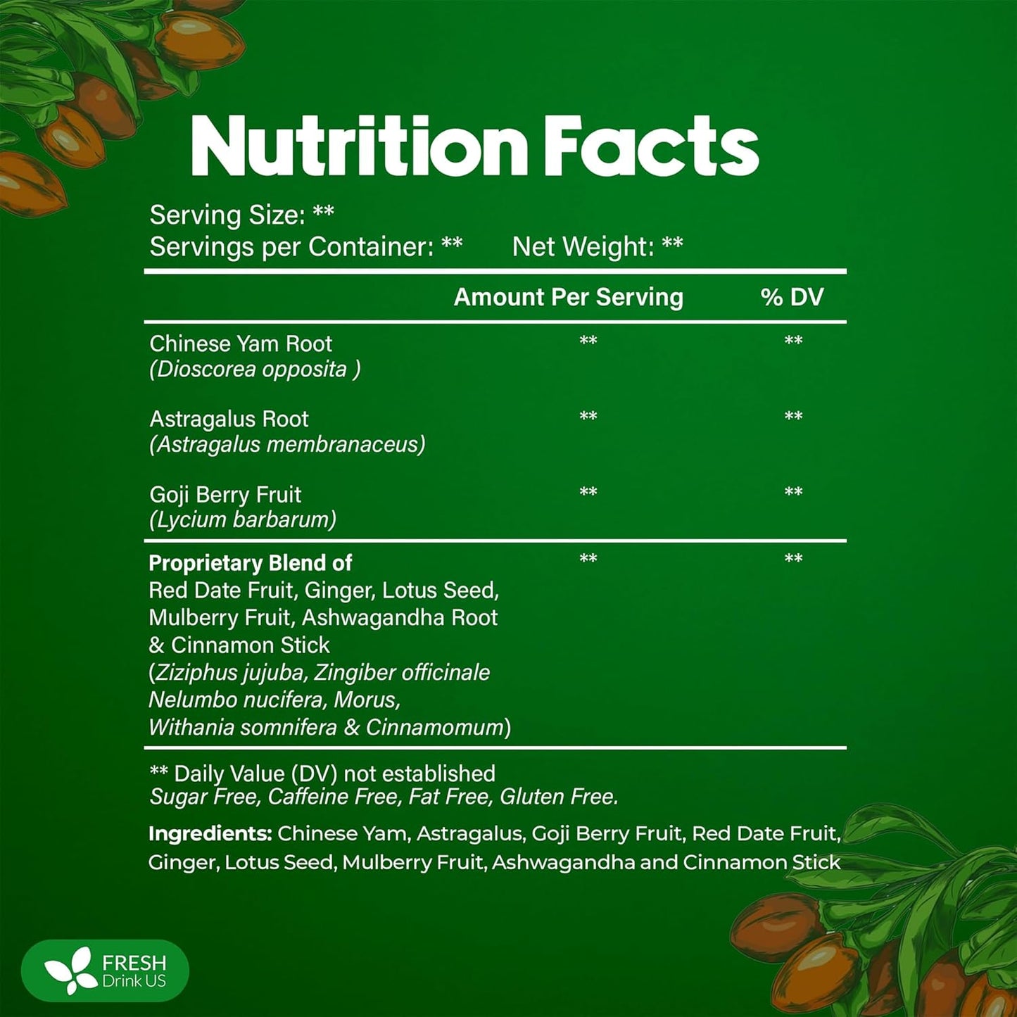 FreshDrinkUS, 12 Packs of Premium Herbal Kidney Support Tea – Ginseng Six Treasure Blend, 9 Powerful Ingredients, 10g/Bag – Men's Wellness Tea with Ginseng and Five Treasure Aid Root.