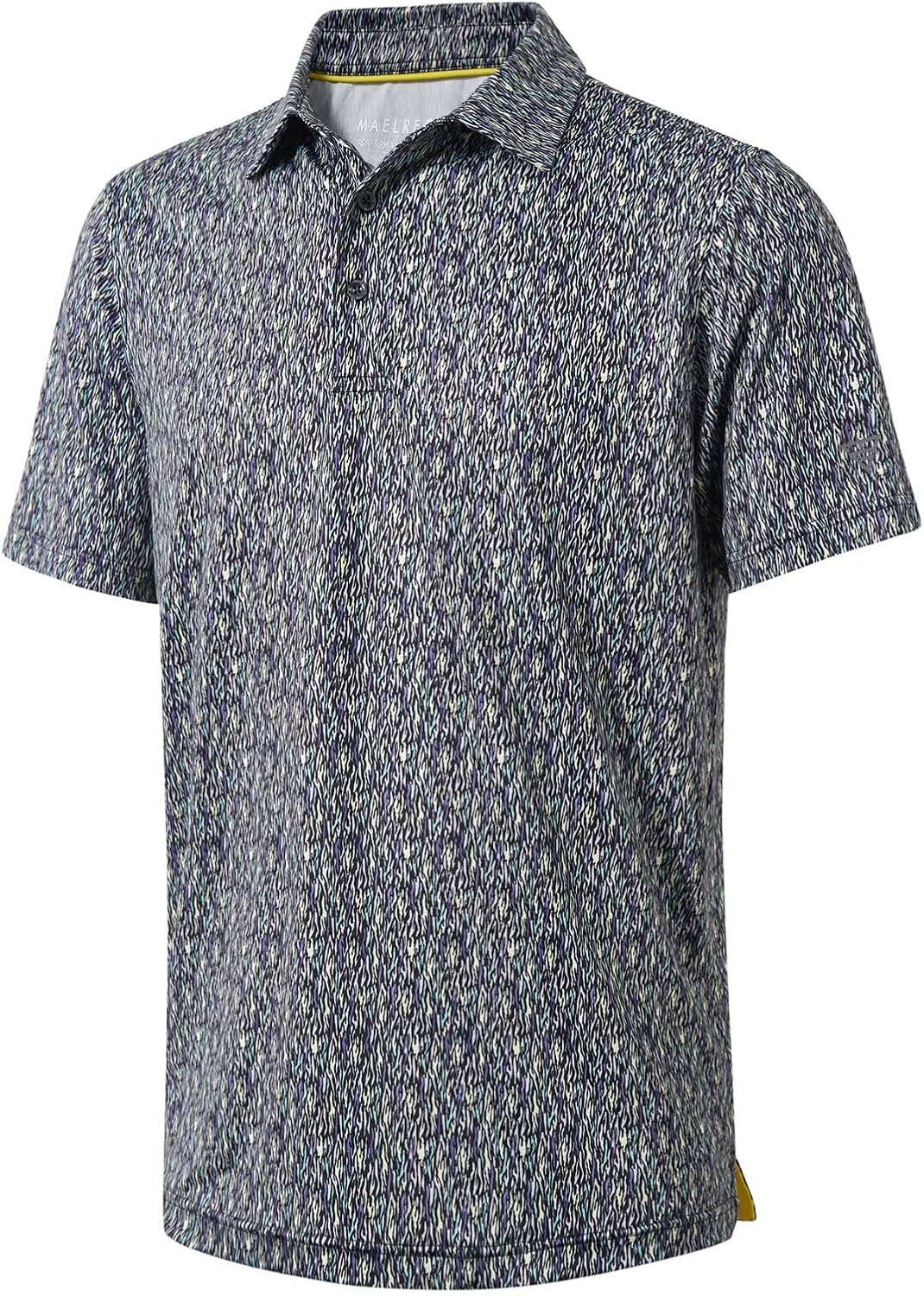 Men's Golf Polo Shirts Short Sleeve Striped Performance Moisture Wicking Dry Fit Golf Shirts for Men