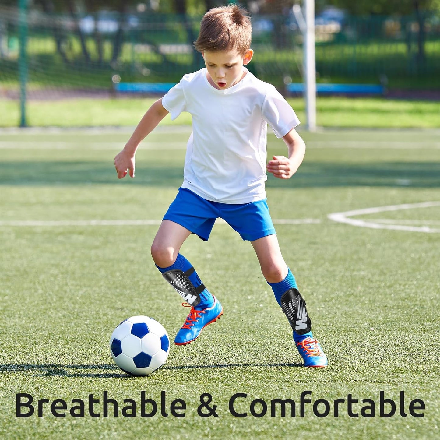 Shin Guards Soccer Youth Kids - Shin Guard for Boys Girls Teenagers Toddler 2-18 Years Old - Football Shin Pads Protection Equipment with Adjustable Straps