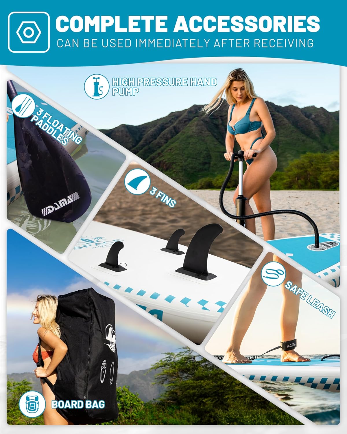 DAMA 11'*34"*6" Inflatable Paddle Board, Paddle Boards for Adults,Sup,Lightweight and Durable, Easy to Inflate, Versatile in Style, Fully Functional, Equipped w/High Grade Accessories.