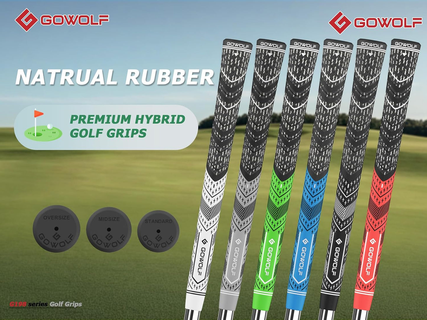 Gowolf Golf Grip Cord Rubber Multi-compound Golf Driver Irons Club Choose 13 Grips with 15pcs Tapes Or Full Kit choose one