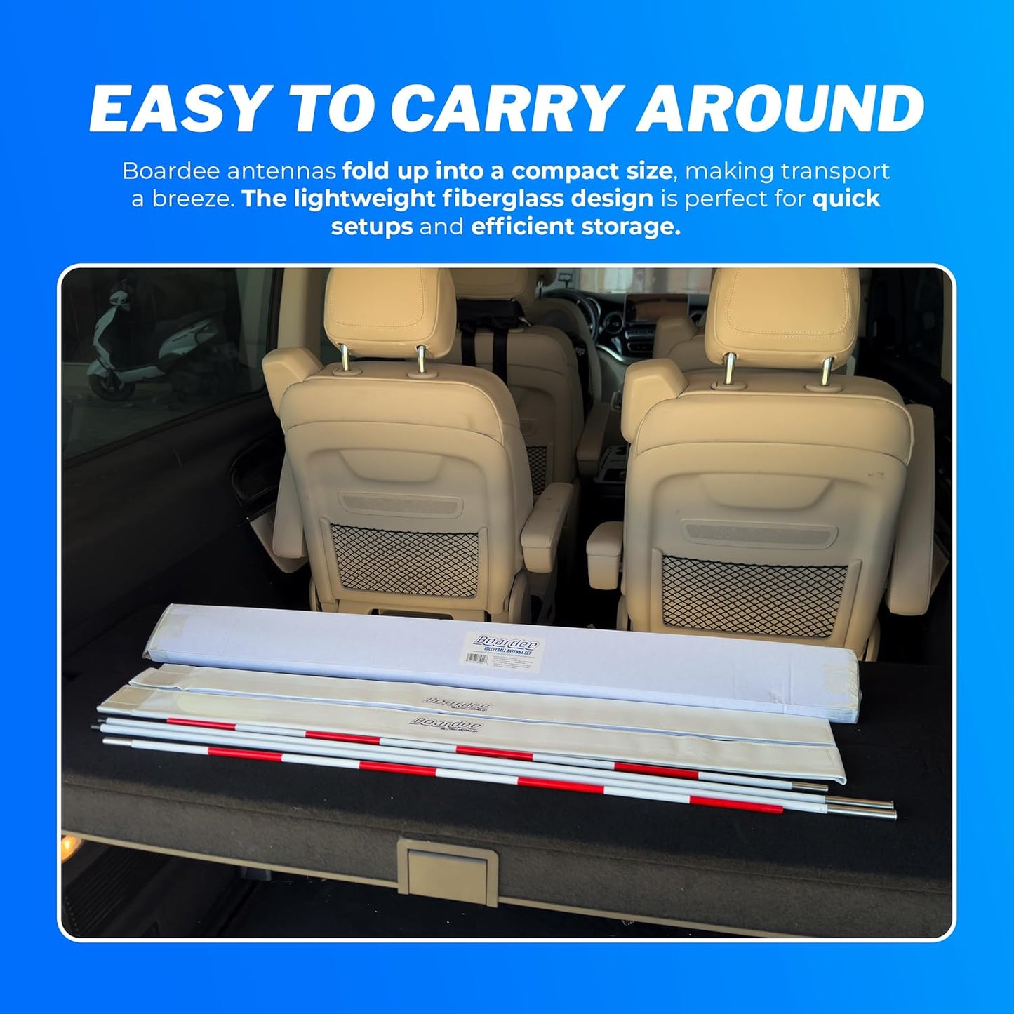 PRO Volleyball Antenna Pole Set – Foldable Fiberglass Volleyball Training Equipment with Hook & Loop Sleeves – Indoor & Beach Sports & Outdoors Accessories – Collapsible Referee Antenna Poles