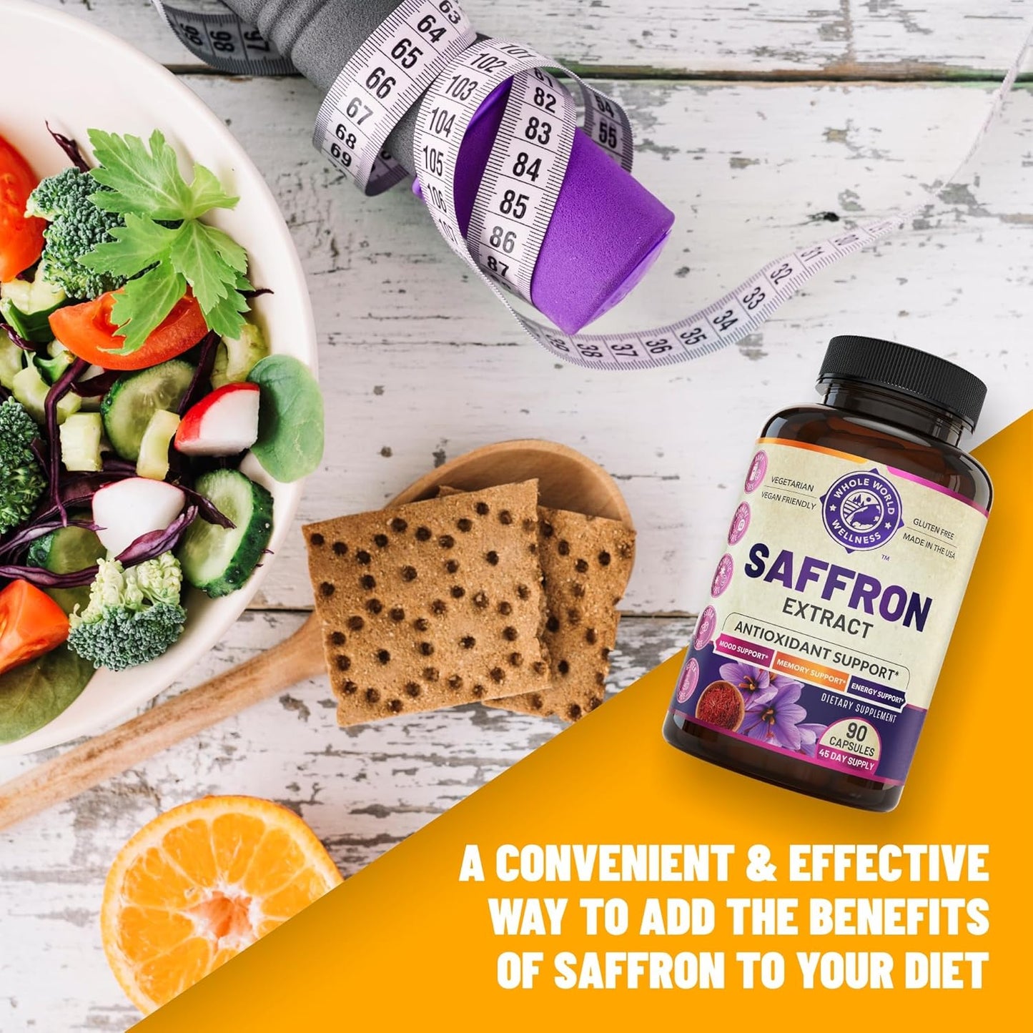 100% Pure Saffron Extract - Supports Weight and Appetite Health, Mood, Focus, Memory, Digestion, Eye, Skin and Brain Health. NSF Certified Saffron Supplements for Women and Men, 45-Day Supply.