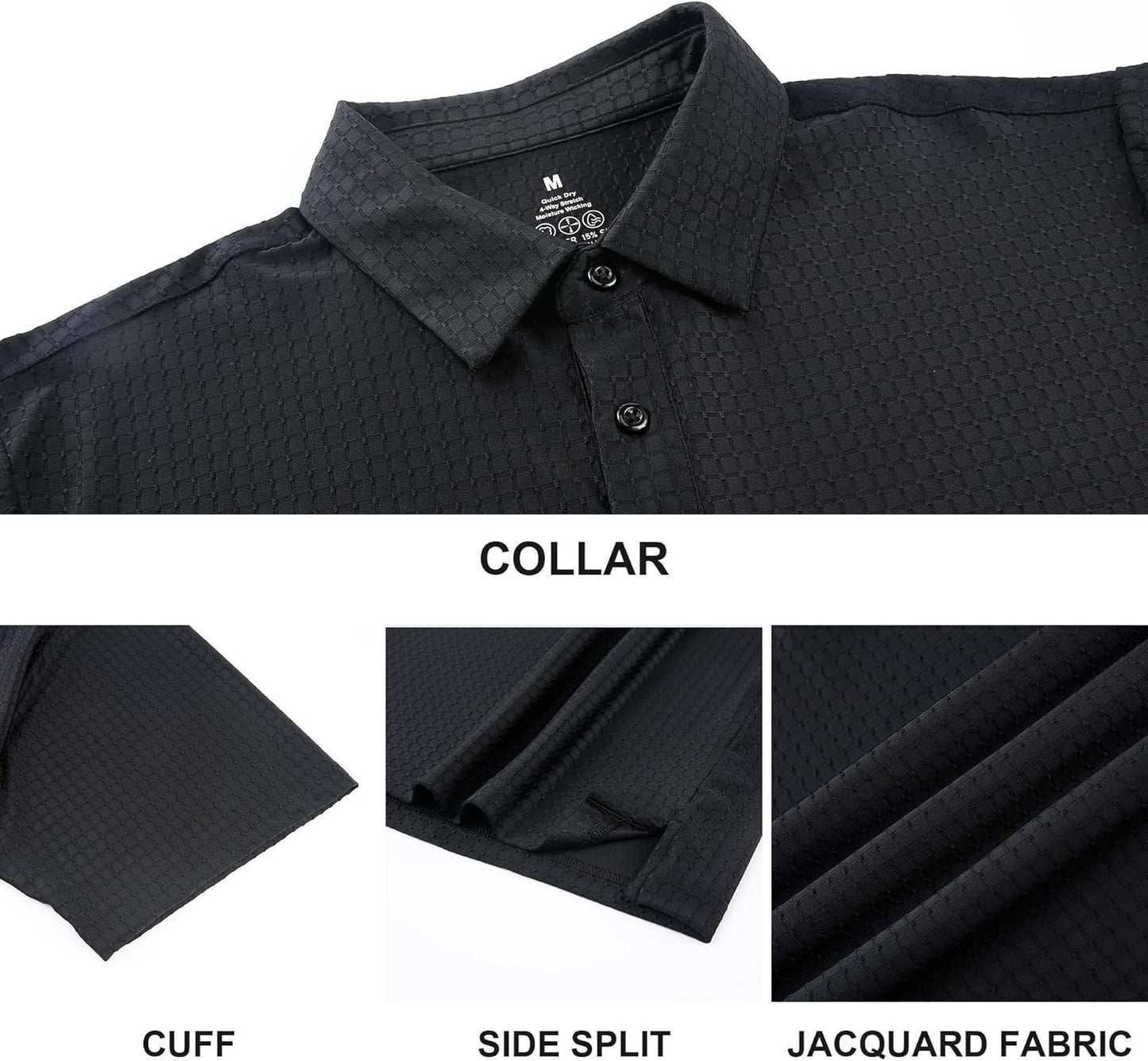 WARHORSEE Golf Polo Shirts for Men Short Sleeve Wrinkle Free 4 Way Stretch Moisture Wicking Performance Collared Tshirts