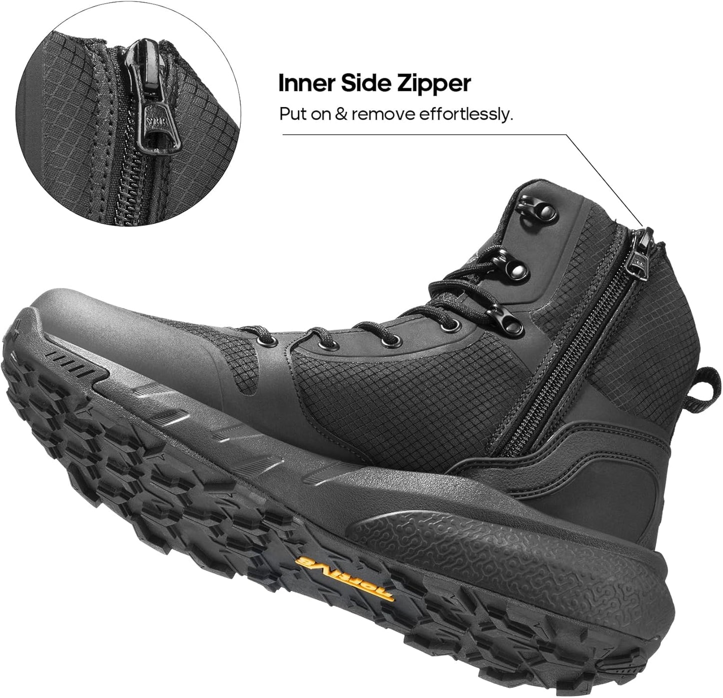 NORTIV 8 Men's Military Tactical Boot Lightweight Comfortable Boots for Work All Day Side Zipper Motorcycle Combat Hiking Boots Metrostrike(8-9 Inches)