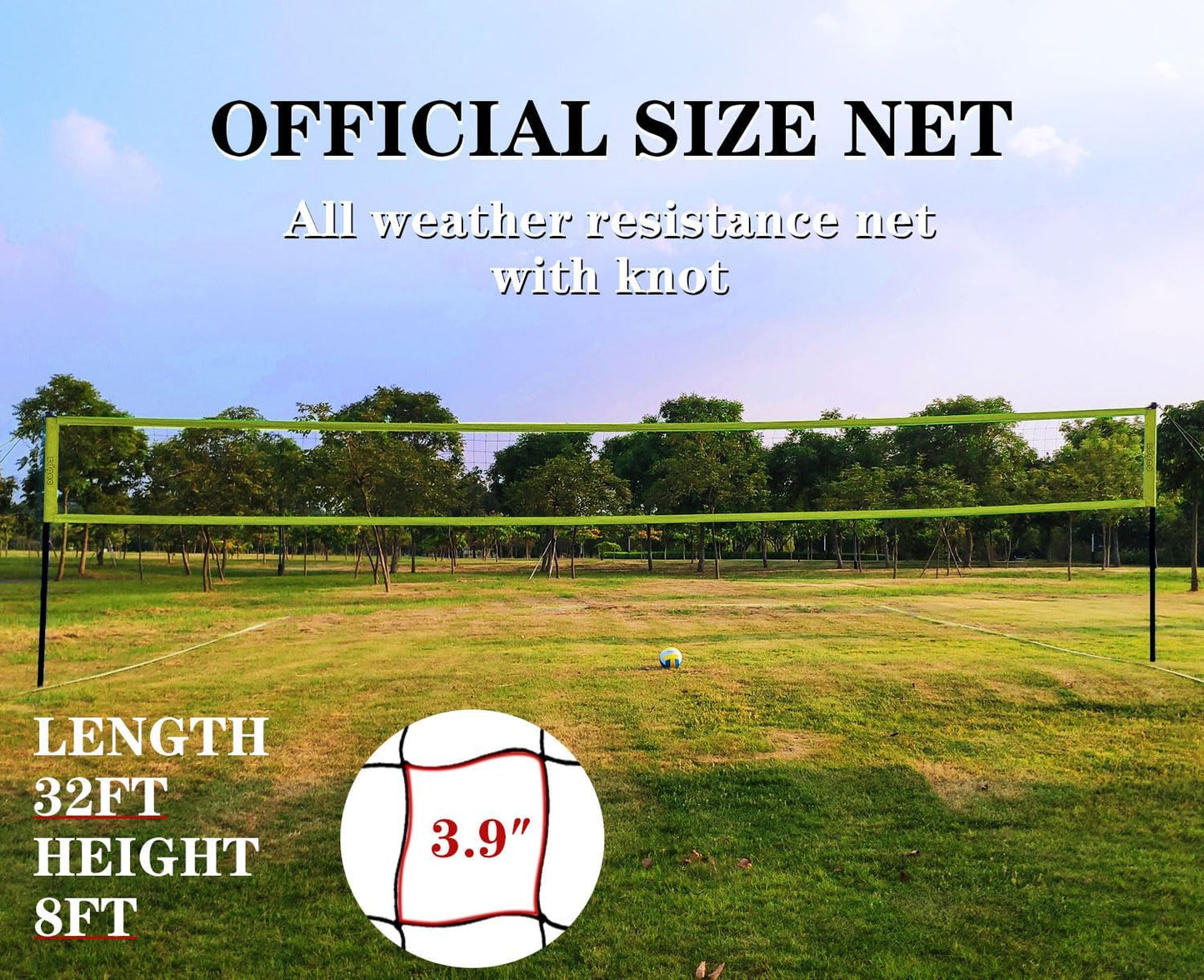 Volleyball Net Outdoor - Portable Volleyball Set for Backyard with Professional Volleyball Net, Wrap Yarn Volleyball and Pump, Boundary Line, Carry Bag