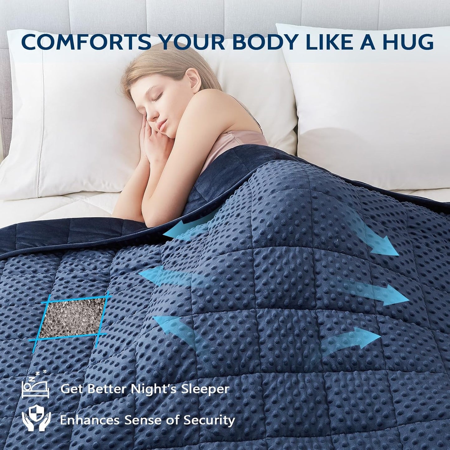 L'AGRATY Weighted Blanket for Adult - 60"x80" 20lbs Minky Dots Heavy Blanket with Glass Beads: Soft Breathable for All-Season Summer Fall Winter Thick Comfort for Sleeping