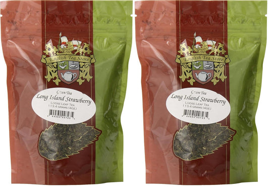 English Tea Store Loose Leaf, Long Island Strawberry Green Tea Pouches - 4oz, 4 Ounce (Pack of 2)