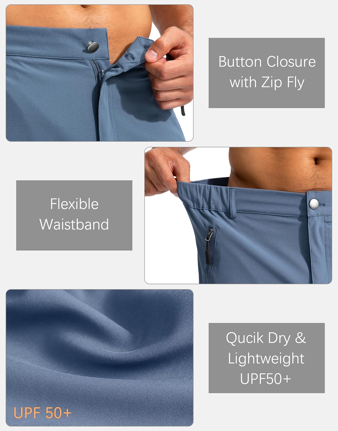 Pudolla Men's Hiking Cargo Shorts 9" Lightweight Outdoor Work Shorts for Men Travel Golf Camping Casual with 5 Zipper Pockets