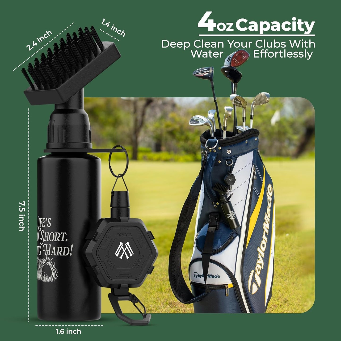 Premium Golf Club Cleaner with Anti-Sag Reel and Integrated Water Bottle - Golf Accessories for Men and Women - Essential Golf Club Brush for Golfer