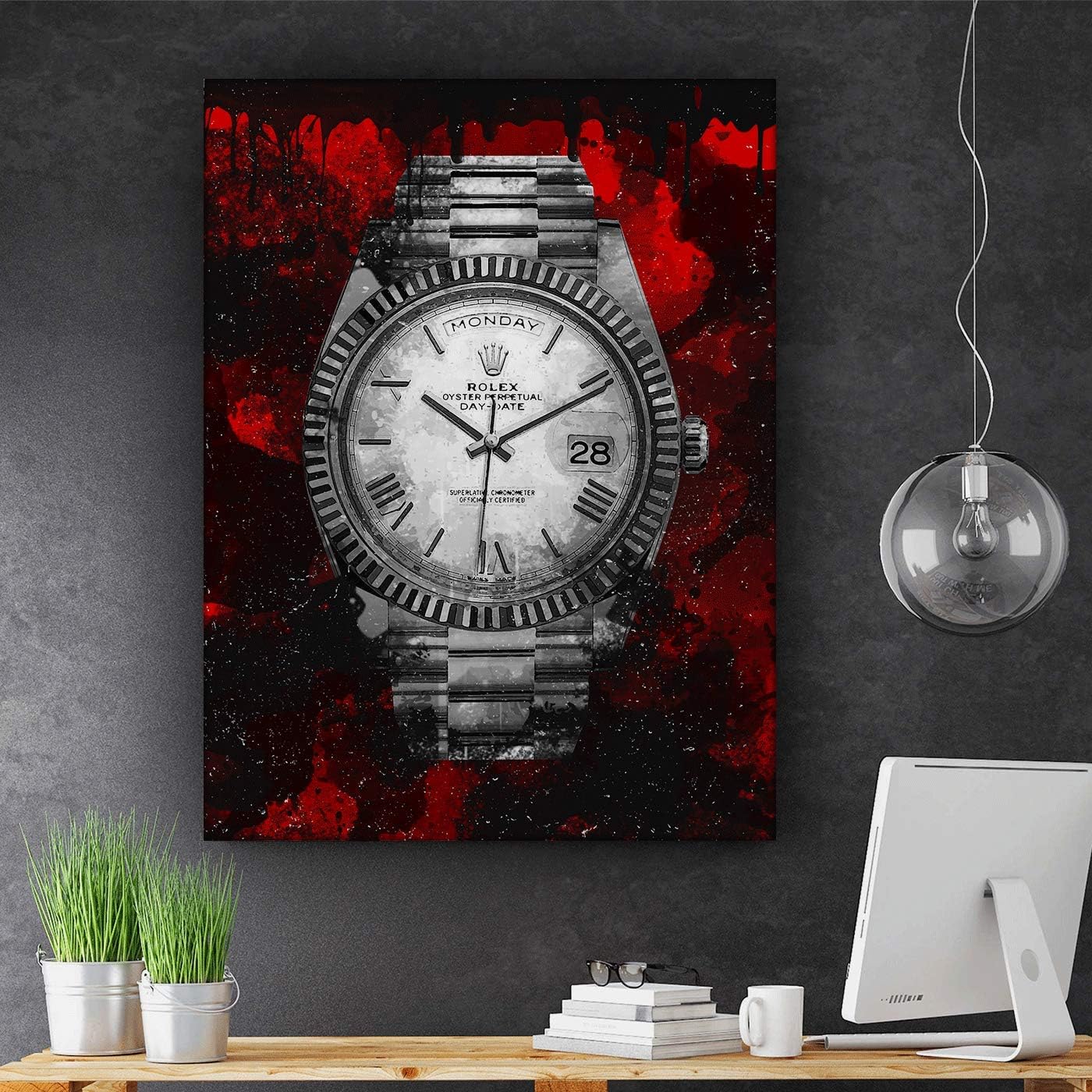 Luxury Watch Canvas Print Office Wall Decor Modern Art Pop Culture Decoration Inspiration Clock Timer Prints Framed Arts Walls Furniture (40" x 30")