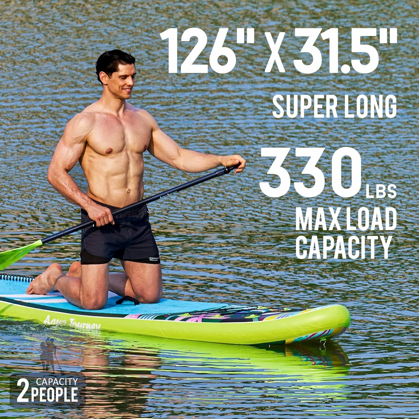 10'6"Inflatable Stand Up Paddle Board Ultra Portable-Lightweight & Stable|All-in-One Kit w/Aluminum Paddle, Dual-Action Pump & Backpack|Lakes & Oceans Ready for Family Recreation by Aquajourney