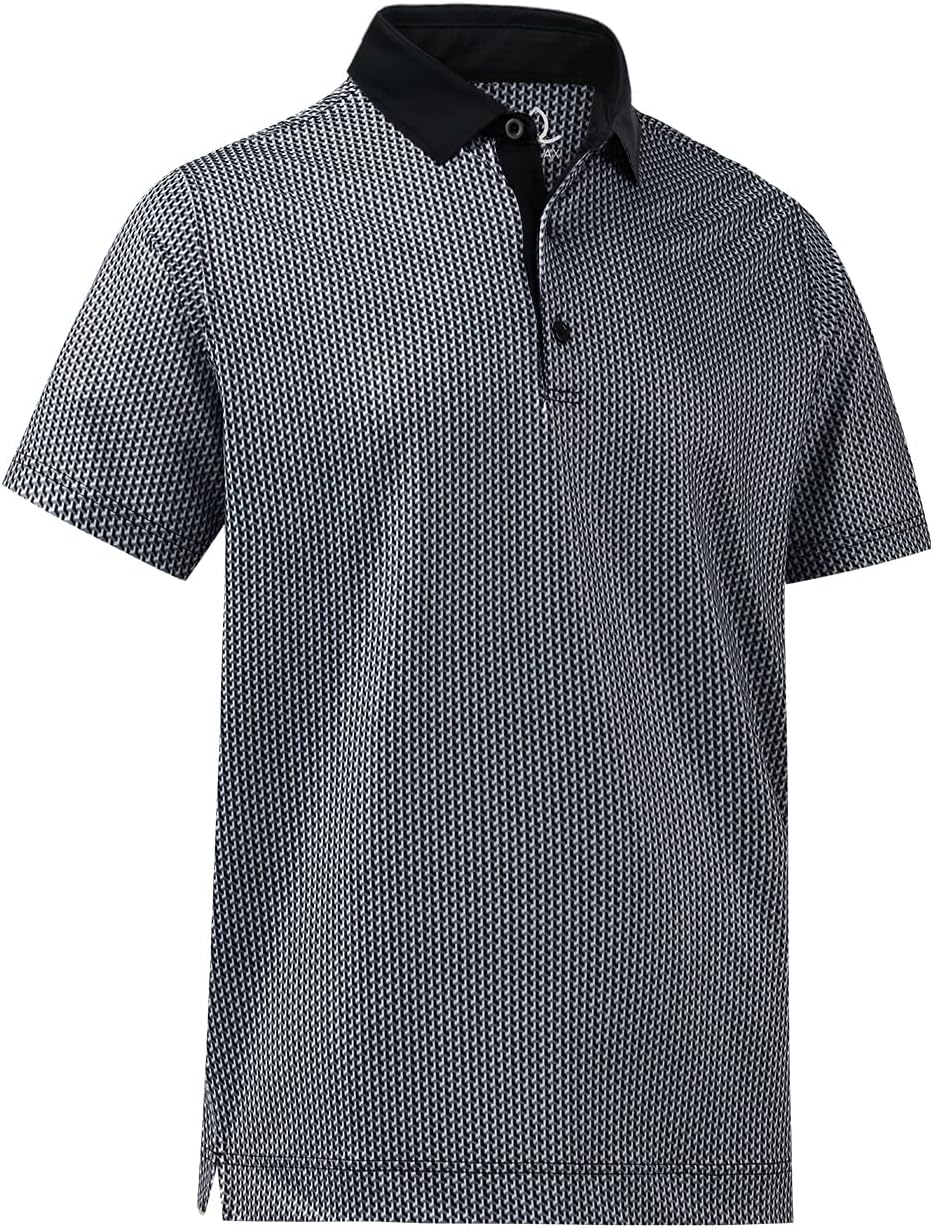 DEOLAX Mens Polo Shirts Fashion Print Mens Golf Shirt Dry Fit Mens Golf Polo Short Sleeve Quick Dry Funny Golf Shirt for Men