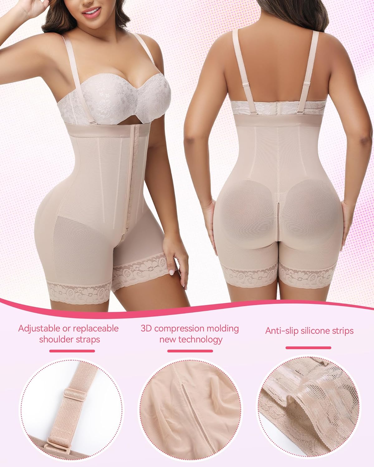 SHAPSHE Faja Colombianas Moldeadoras Body Shaper Strapless Shapewear Stage High Compression Garment Butt Lifter Tummy Control