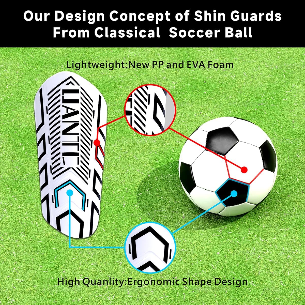 Shin Guards - Soccer Shin Guards with Cushion Protection for Kids/Adults