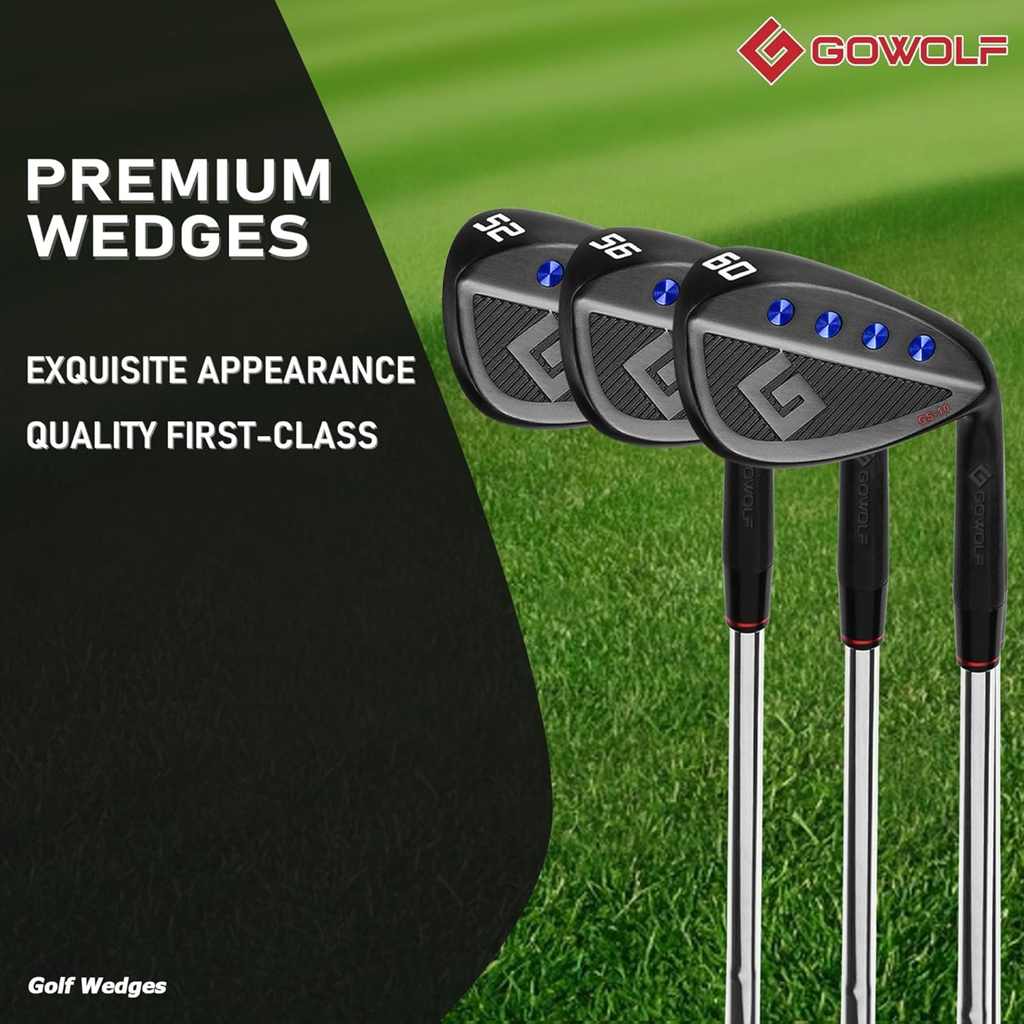 Gowolf Premium Forged Full Face Golf Wedges 50/52/54/56/58/60 Degree Individual or Sets for Men, Right Hand Gap Wedge Sand Wedge Lob Wedge, Golf Clubs CNC Milled Face for More Spin - Great Golf Gifts