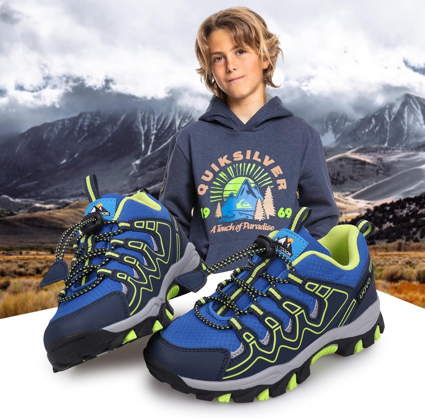 Kids Boys Running Shoes Waterproof Non-Slip Breathable Low-Top Outdoor Hiking Walking Sneakers (Little/Big Kids)