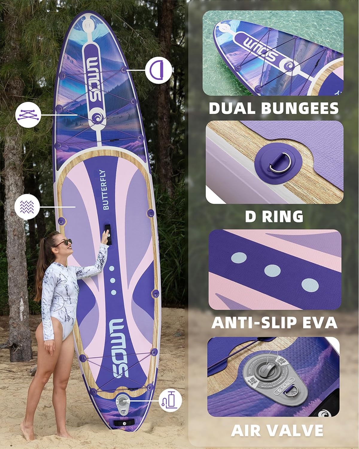 Inflatable Paddle Boards 11'x33'', Stand Up SUP Paddle Board Inflatable for Adults Youth, Extre Wide & Non-Slip Sup of All Skill Levels