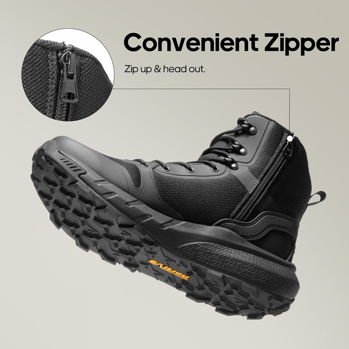 NORTIV 8 Men's Military Tactical Boot Lightweight Comfortable Boots for Work All Day Side Zipper Motorcycle Combat Hiking Boots Metrostrike(8-9 Inches)